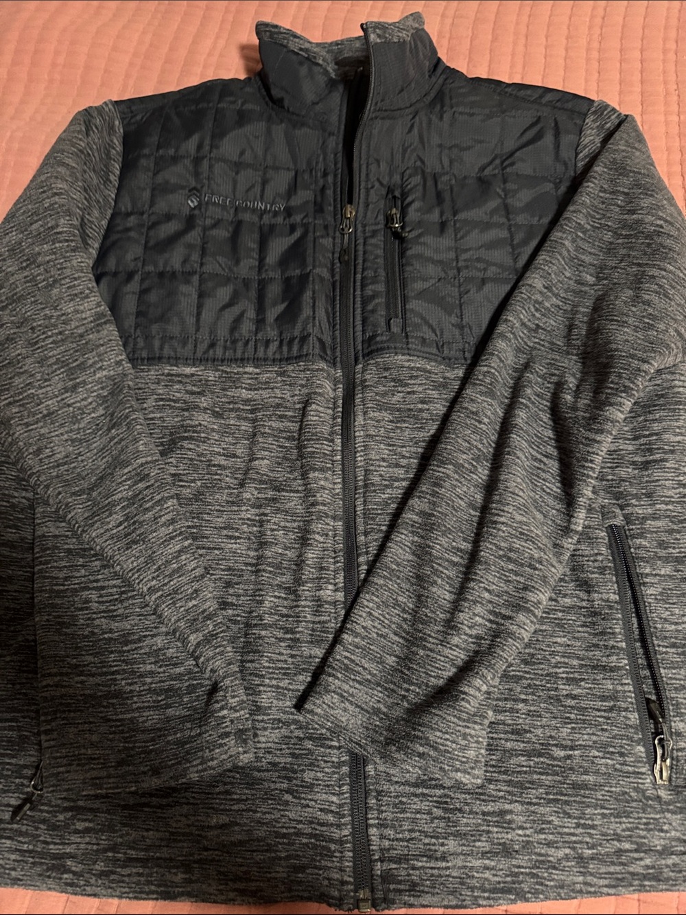 Free Country Gray Heather Full-Zip Quilted Yoke Jacket